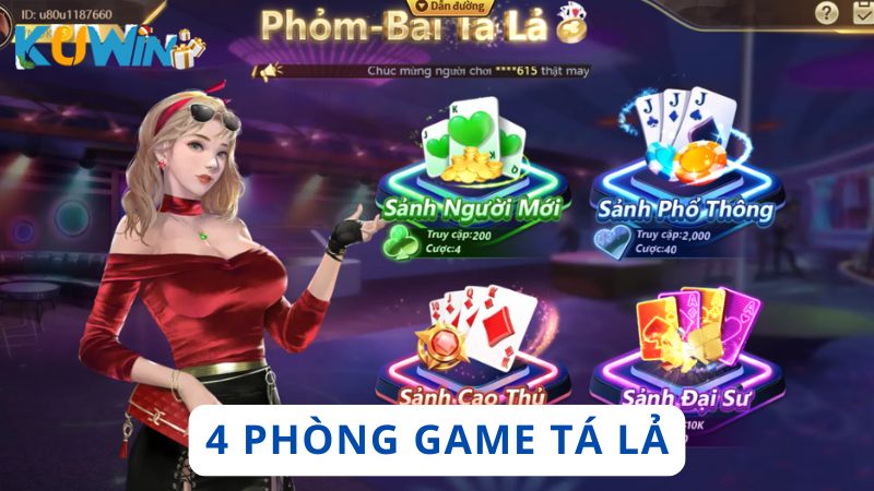4 phòng game Tá lả online tại nhà cái Kuwin