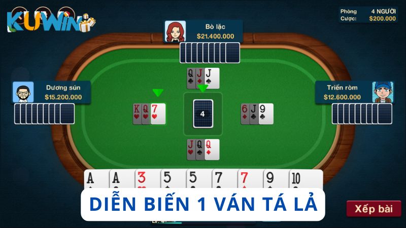 Diễn biến 1 ván Tá lả đầy đủ