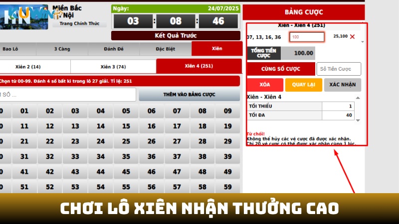 Chơi lô xiên nhận thưởng cao